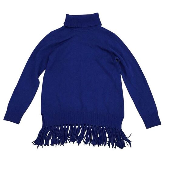 Peck & Peck 2 ply 100% cashmere turtleneck sweater tunic fringe trim size Medium - Picture 2 of 4